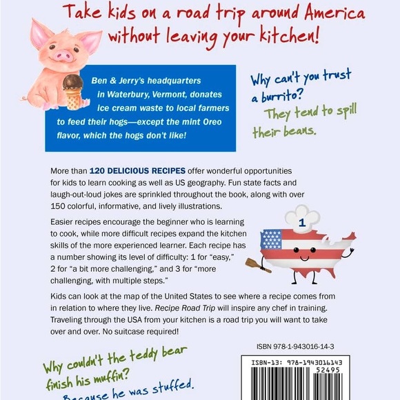 NWOT RECIPE ROAD TRIP Hardcover Book - Nanette Lavin. Fun Food & Facts for Kids - Picture 2 of 2